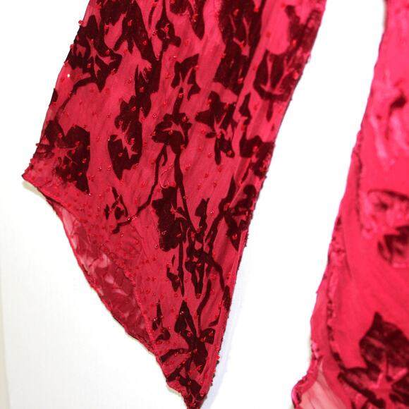 Adrianna Papell Evening Essentials Red Bell Sleeve Silk Blouse Size XL - Picture 9 of 13